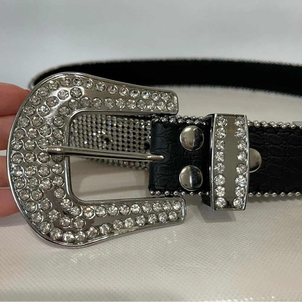 Rhinestones Western Leather Belt
